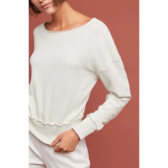 Anthropologie Maeve Ligonier Terry Sweatshirt Light Gray Size Large - Picture 2 of 11
